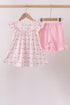 Pink bow castle ruffle shorts set