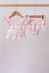 Pink bow castle ruffle 2pc swimsuit