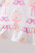 Pink bow castle ruffle 2pc swimsuit