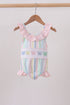Rainbow stripe butterfly smocked ruffle one-piece swimsuit