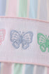 Rainbow stripe butterfly smocked ruffle one-piece swimsuit