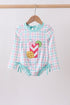 Green plaid horse applique rashguard