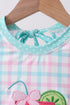 Green plaid horse applique rashguard