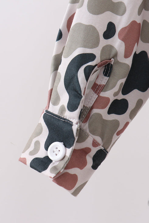 Camo Duck Embroidered Button Down Shirt