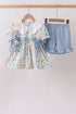 Blue Floral Lace Set