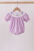 Lavender Smocked Embroidered Bow Jacquard Bubble