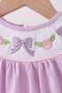 Lavender Smocked Embroidered Bow Jacquard Bubble