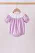 Lavender Smocked Embroidered Bow Jacquard Bubble