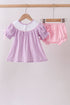 Lavender Smocked Embroidered Bow Jacquard Bloomer Set
