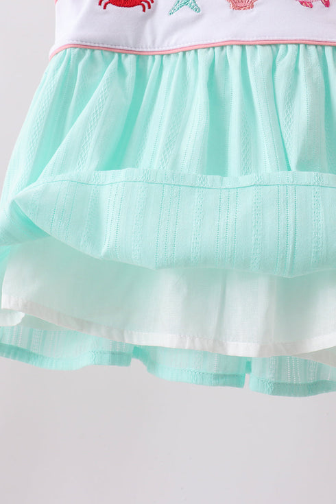 Green Marine Embroidered Jacquard Bloomer Set
