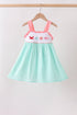 Green Marine Embroidered Jacquard Dress