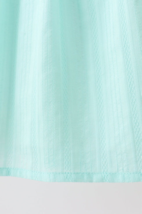Green Marine Embroidered Jacquard Dress