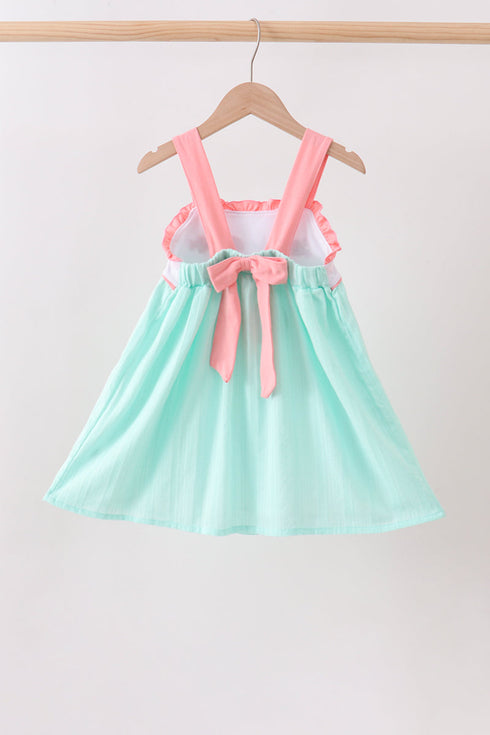 Green Marine Embroidered Jacquard Dress