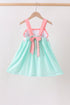 Green Marine Embroidered Jacquard Dress