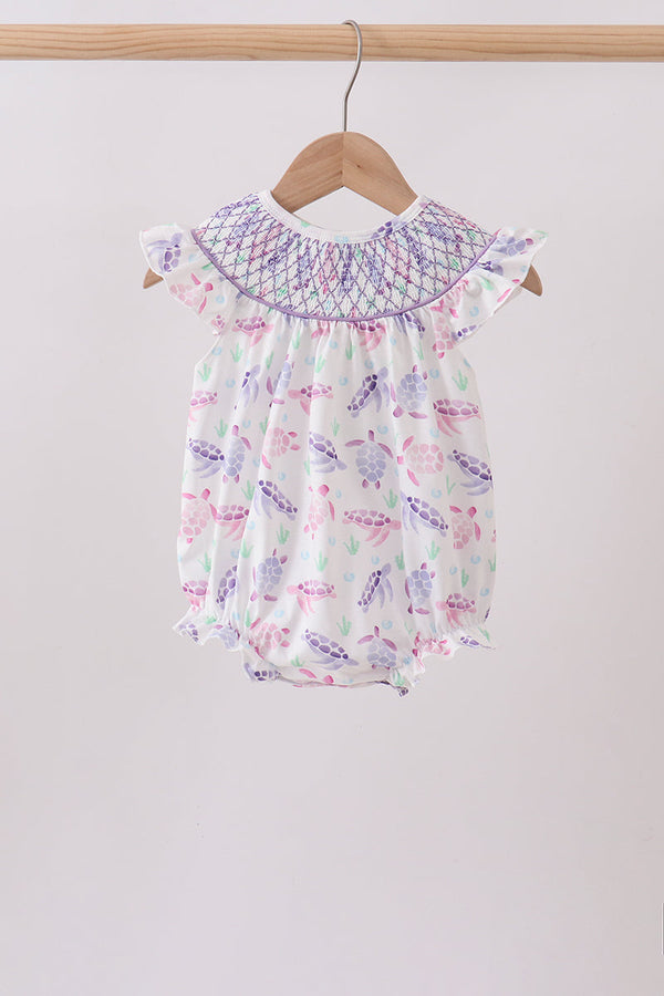 Purple Sea Turtle Smocked Bubble