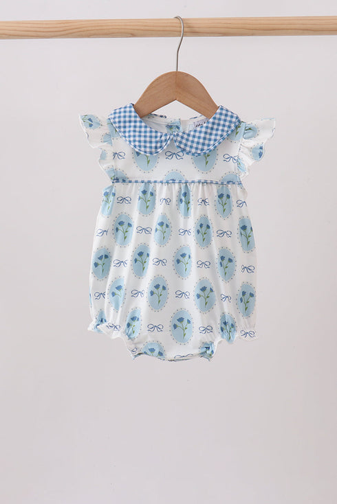 Blue Retro Floral Bubble