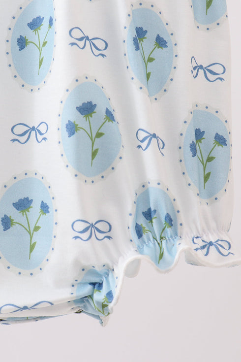 Blue Retro Floral Bubble