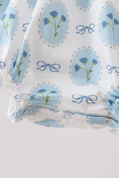 Blue Retro Floral Bubble