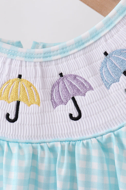 Blue Umbrella Smocked Dress