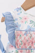 Blue Floral Smocked Ruffle Bubble