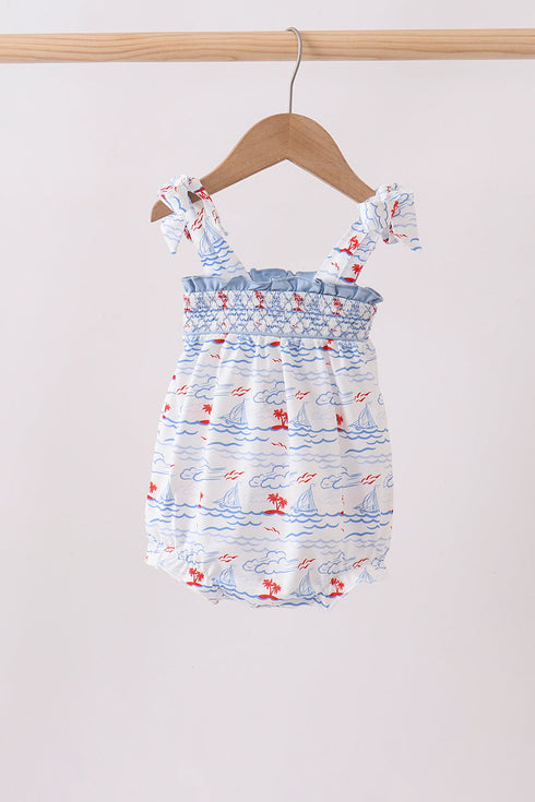 Blue Sailboat Smocked Bubble