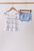 Blue Sailboat Smocked Bloomer Set