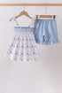 Blue Sailboat Smocked Set