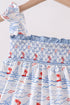 Blue Sailboat Smocked Dress
