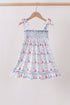 Blue Sailboat Smocked Dress