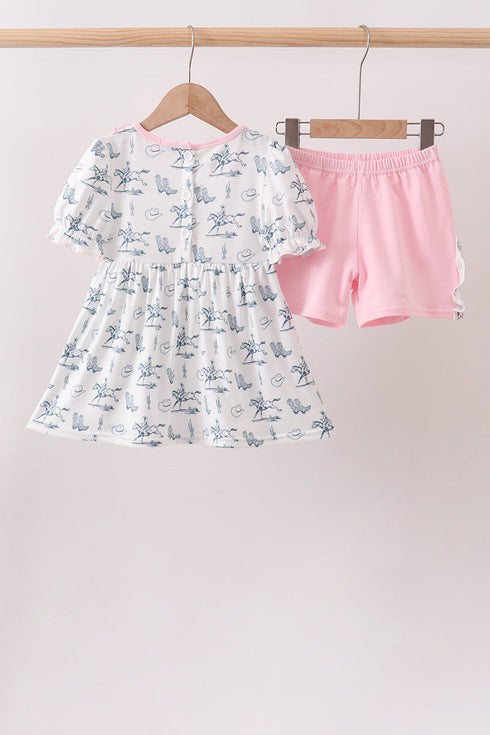 Pink Cowboy Ruffle Set