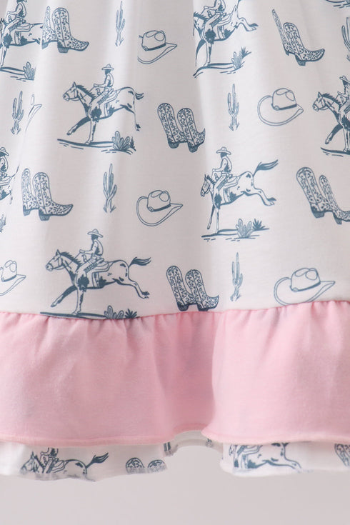 Pink Cowboy Ruffle Dress