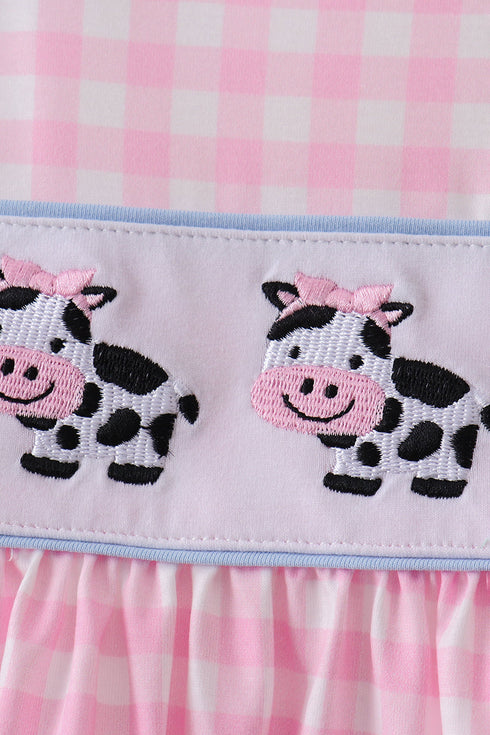Pink Cow Embroidered Set