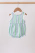 Green Stripe Smocked Bow Seersucker Bubble