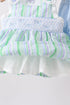 Green Stripe Smocked Bow Seersucker Bloomer Set