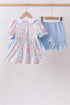 Blue Hydrangea Smocked Pearl Set