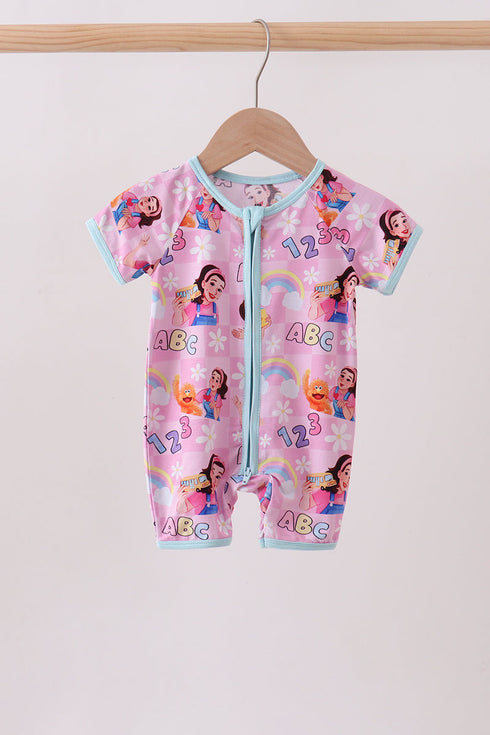 Pink Character Bamboo Romper