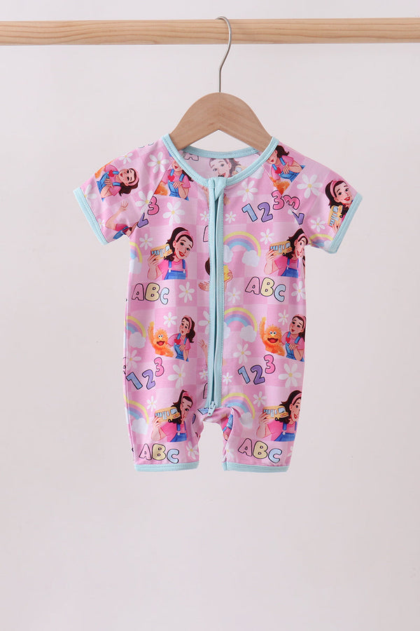 Pink Character Bamboo Romper