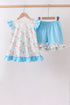 Blue Floral Ruffle Set