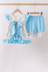 Blue Floral Ruffle Set