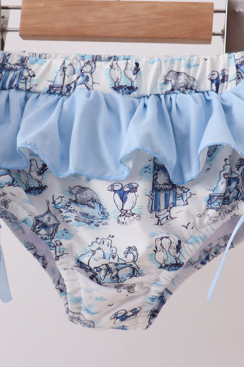 Blue Beach Smocked UPF Swim Set