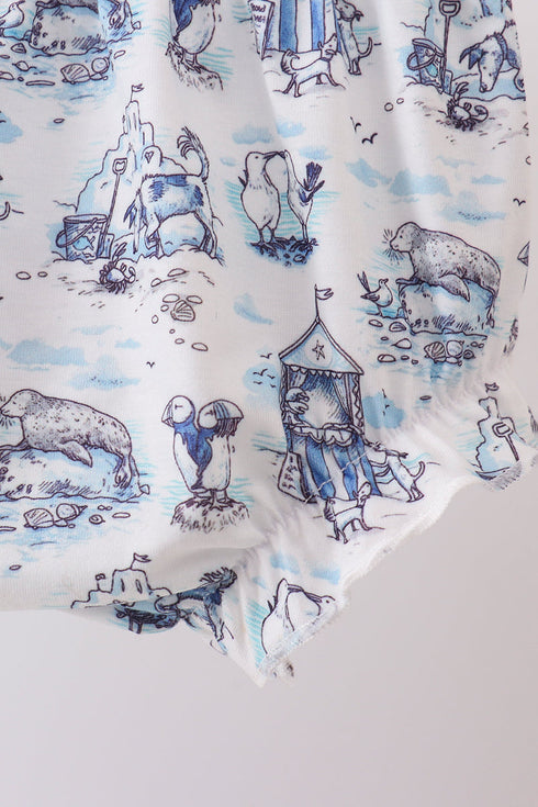 Blue Beach Bloomer Set