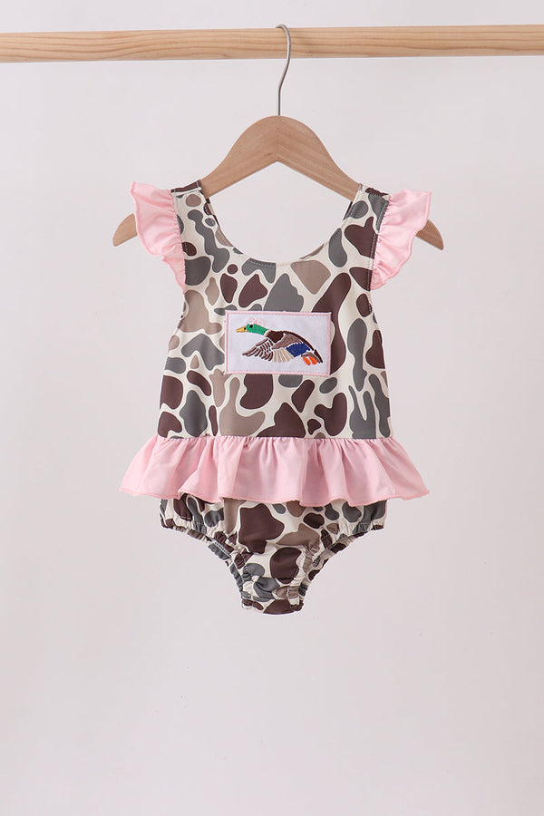 Camo Mallard Embroidered UPF Swim One-Piece