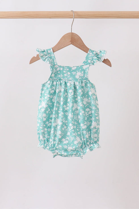 Sage Floral Smocked Bubble