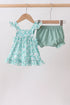 Sage Floral Smocked Bloomer Set