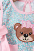 Green Bear Floral Applique Bloomer Set