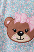 Green Bear Floral Applique Bubble