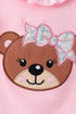 Pink Bear Floral Applique Skorts Set