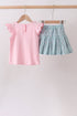 Pink Bear Floral Applique Skorts Set