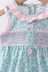 Green Floral Smocked Bubble