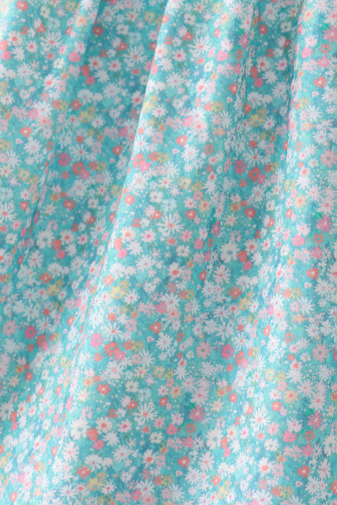 Green Floral Smocked Dress